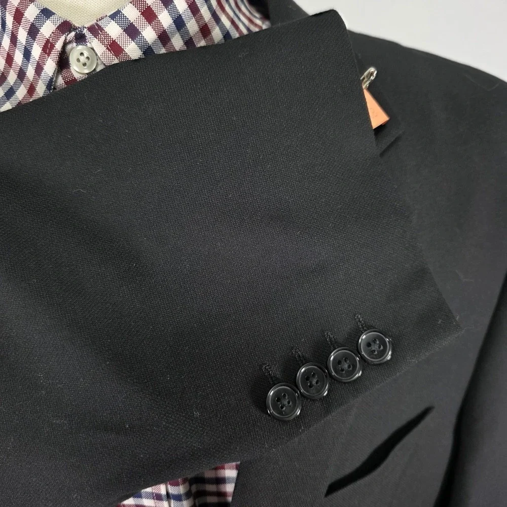 Croft & Barrow Men's Sport Coat Blazer‎ Two Button Black Poly Blend 48R Classic